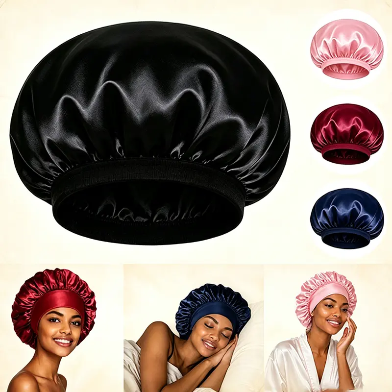 Satin Hair Bonnet for Sleeping, Soft Breathable Satin Sleep Cap, Hair Cover for Overnight Use, One Size