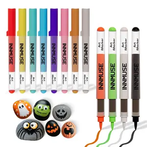INNMUSE Acrylic Paint Markers with Smooth Flow Brush Tip for Rock Wood Canvas DIY Projects & Gifts Bold No-Bleed Colors Quick-Drying Water-Based Easy Ink Flow Budget Friendly Marker Set, quick dry marker pen, window  paint