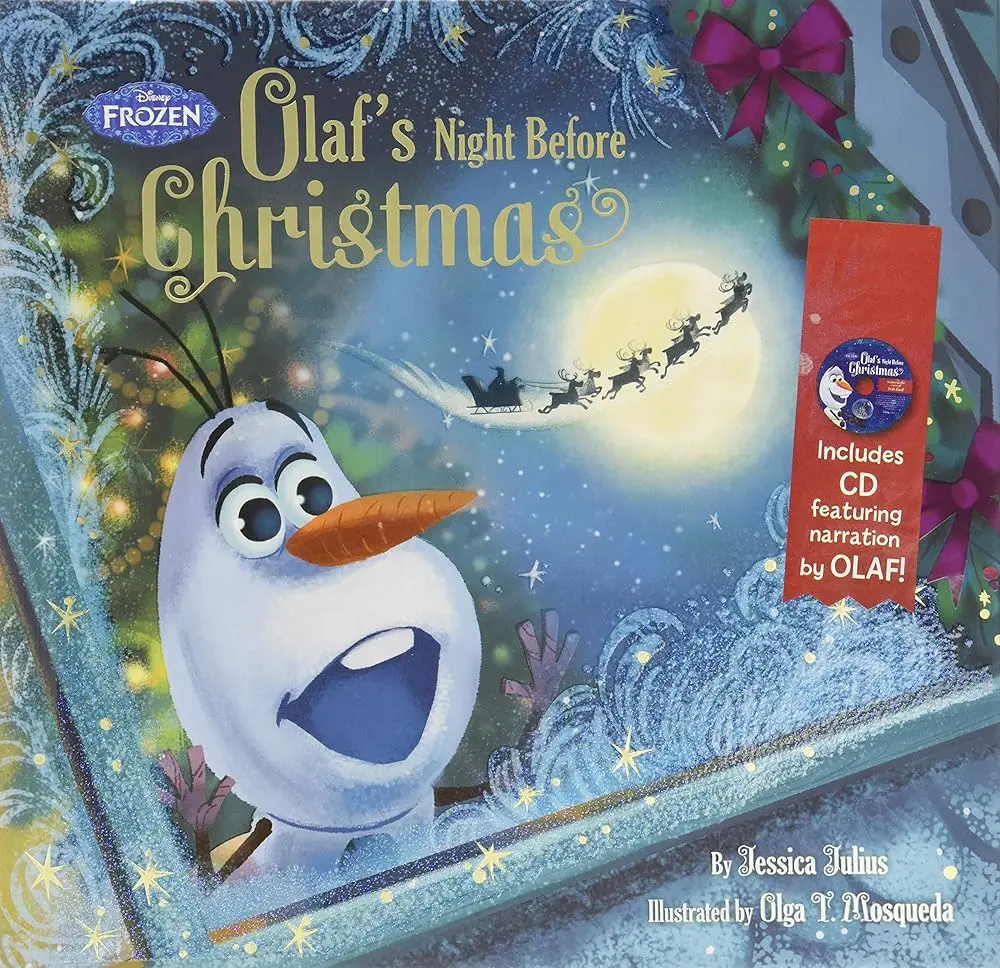 Frozen Olaf's Night Before Christmas English Children's Literature & Art Soft Cover Kid Book - 3-7 Years Audience, Includes Audio Narration CD, Fans of All Generations, Kid Books, Includes Cd