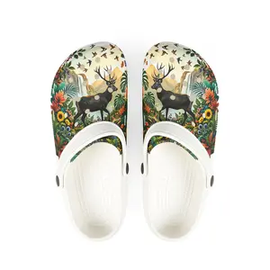 Floral Deer Garden Clogs — EVA Foam Slip-On Shoes