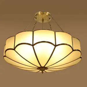 CNCEST 6-Light Gold Chandelier with Flower Shade, 23.62 Inch Vintage Ceiling Light with 6 E26 Sockets, Copper & Glass Fixture for Living Room Dining Room, 161 sq.ft Coverage (Bulbs Not Included)