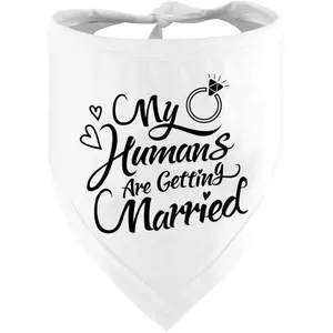 Engagement Gift My Humans Are Getting Married Dog Bandana Wedding Photo Prop Pet Scarf Dog Engagement Announcement Pet Accessories Black 38x13x9in Polyester Machine Wash Hand Wash Only