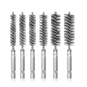 Industrial-Grade 6-Piece Stainless Steel Drill Brush Set for Heavy Duty Rust Removal & Polishing, Power Tool Cleaning Attachments with Non-Slip Grip, Pipe Cleaning & Surface Restoration Kit, Compatible with Impact Drills