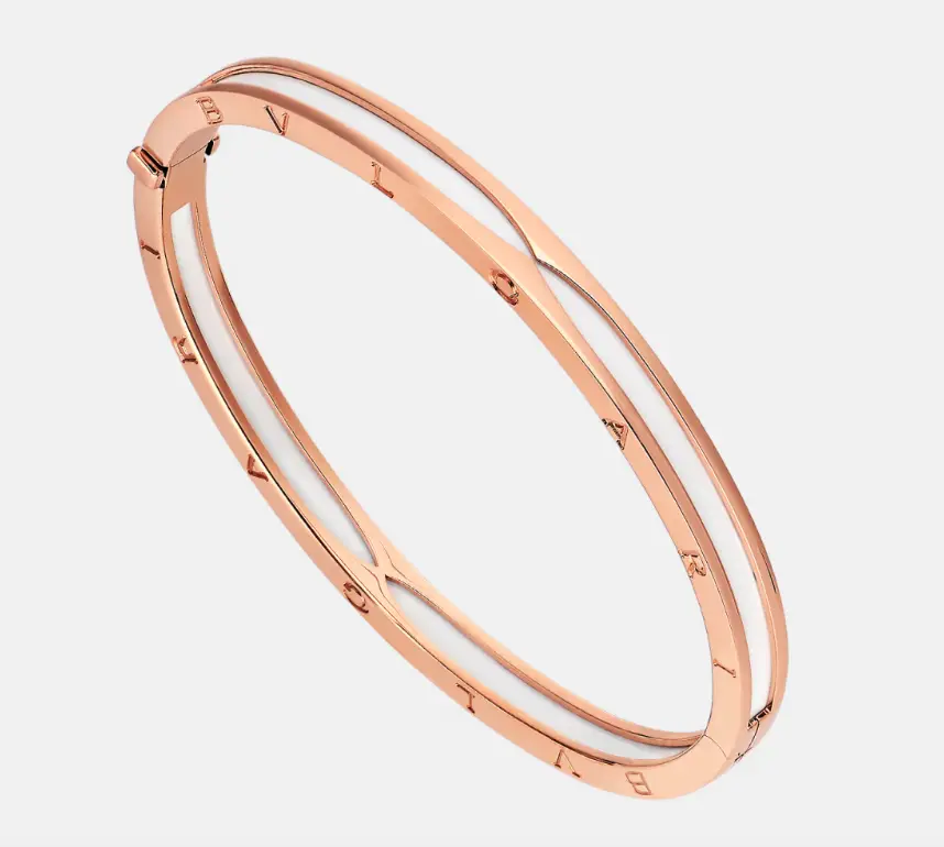 Pre-owned Bvlgari B. zero1 Bracelet rose gold with white ceramic，full set