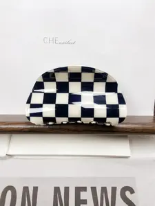 Y2K Retro Chessboard Hair Clips, Acrylic Hair Accessories for Women, Fashion Daily Party Headwear, All Seasons