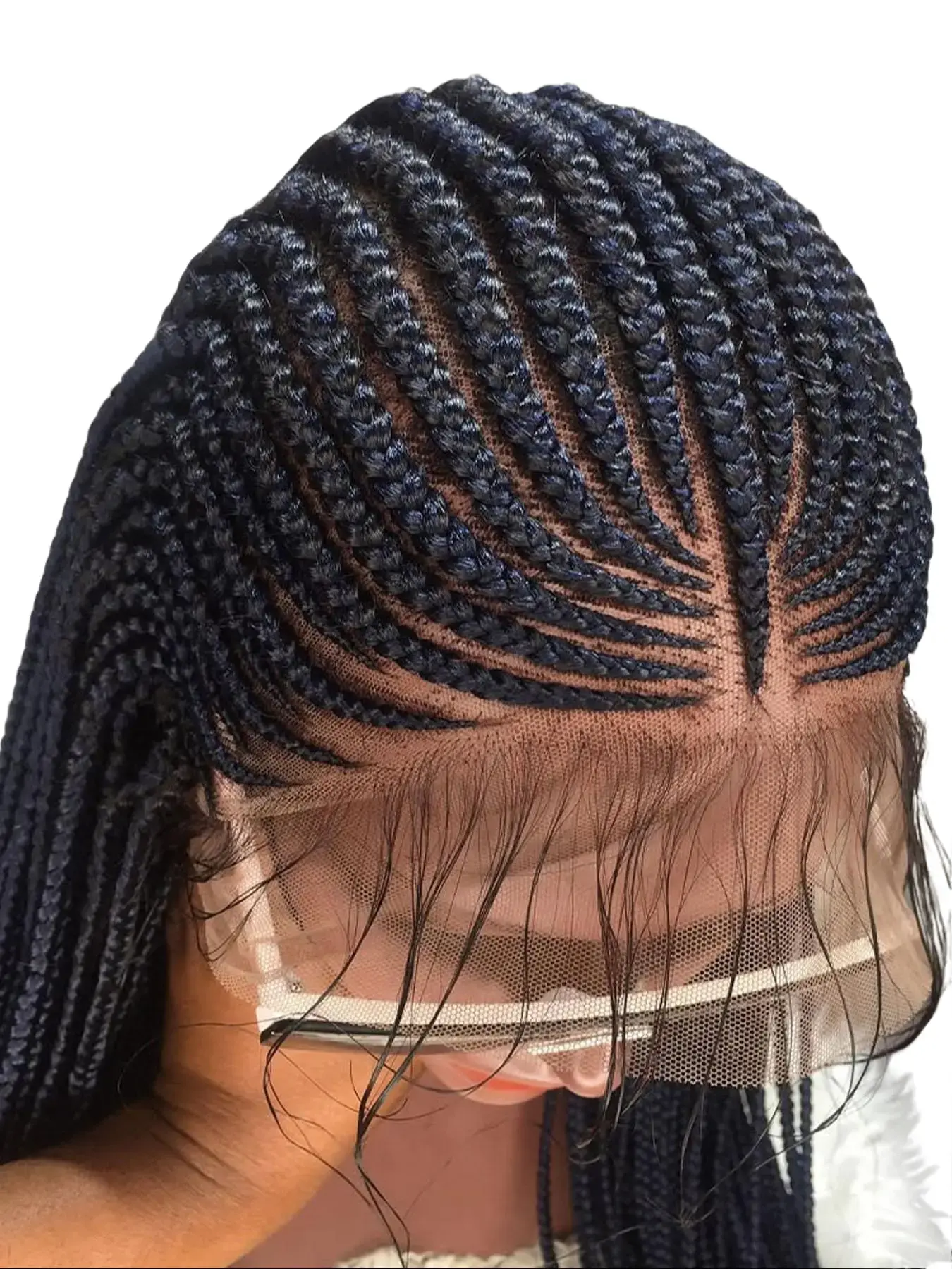 32" Synthetic Braided Wigs For Women Full Lace Front Wig Cornrow Braid Lace Wig Braiding Hair Middle Part Wig Daily Use