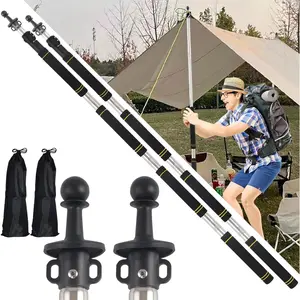 Tarp Poles,Tent Poles Set of 2 2ft to 9.5ft Replacement Canopy Poles Heavy Duty Telescoping Tent Poles for Tarp Outdoor Camping Awning Poles Adjustable Sturdy Durable Shade Cloth Poles