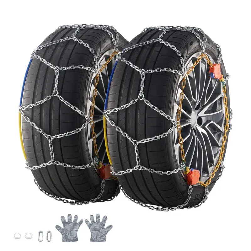 2PCS Heavy-Duty Manganese Alloy Steel Auto-Tightening Snow Chains for Cars/SUVs - Anti-Slip Emergency Tire Chains with Durable Grip, Easy Fitting, Superior Traction Enhancer