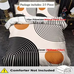 Geometric Pattern Bedding Set - 2/3 Pieces, Soft Comfortable Breathable, Bohemian Print, 100% Polyester, All Seasons