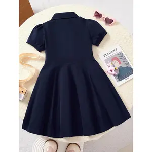 Girls' College-Style Heart-Shaped Pattern Dress Summer Children's Skirt Princess Uniform Elementary School Students