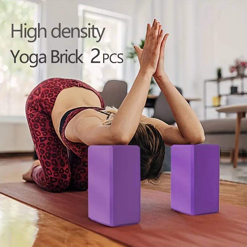 2pcs Solid Color Yoga Bricks, Non-slip High-density Yoga Blocks, Suitable For Body Shaping, Leg Pressing, Yoga And Pilates
