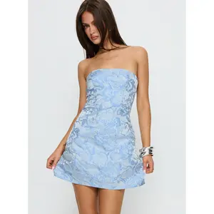 Cross Your Heart Strapless Mini Dress Baby Blue