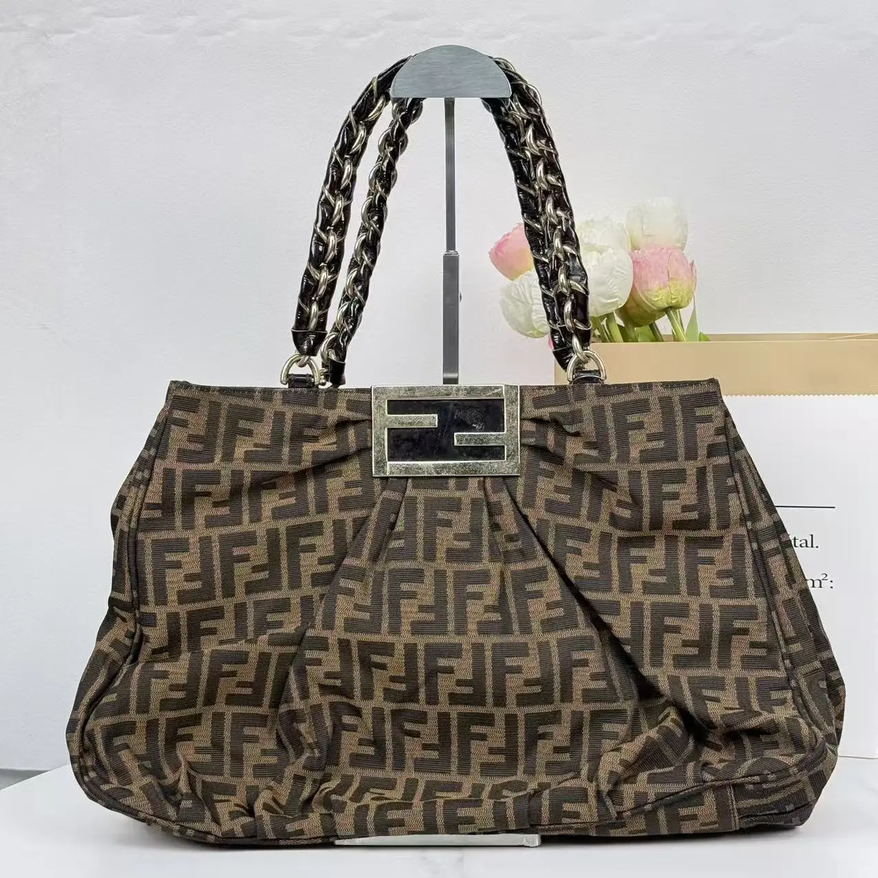 Pre-owned FENDI Zucca FF Top Handle Bag