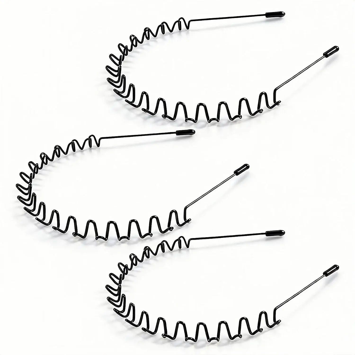 Metal Headband for Men, Non Slip Wave Hair Band, ZigZag Wire 3 Pcs | Zig zag metal headband improves non-slip grip while keeping men's hair controlled during daily activities