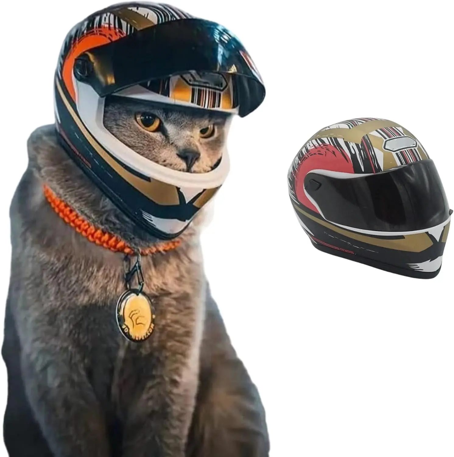 Pet Motorcycle Helmet Dog/Cat Full Face Motorcycle Helmet Outdoor Motorcycle Bike Riding Helmet Hat for Cat Dog Doggie Puppy Kitten Pet Supplies Racing Car Fan Collectible Small Gift (Multicolor)