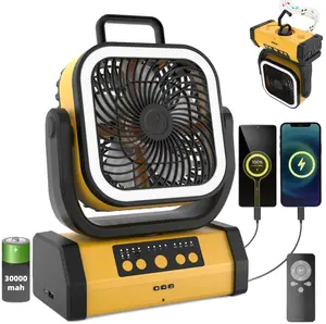 Upgraded Battery Fan with Bluetooth Audio, LED Light & Remote Control, USB-C Rechargeable, Perfect for Camping, Power Outage, Office, Home, Fishing