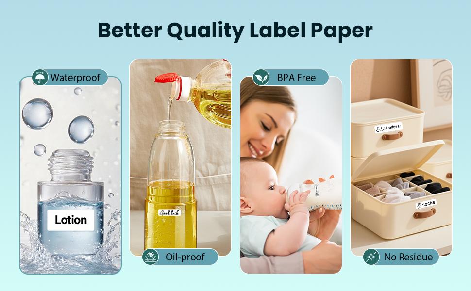 Labels N12 Label Maker Tape, Label Printer Paper, 14x40mm (0.55"x1.57"), Black on White Sticker Thermal Paper Self-Adhesive, Compatible with N12 Label Printer, 180 Labels/Roll, 3-Roll