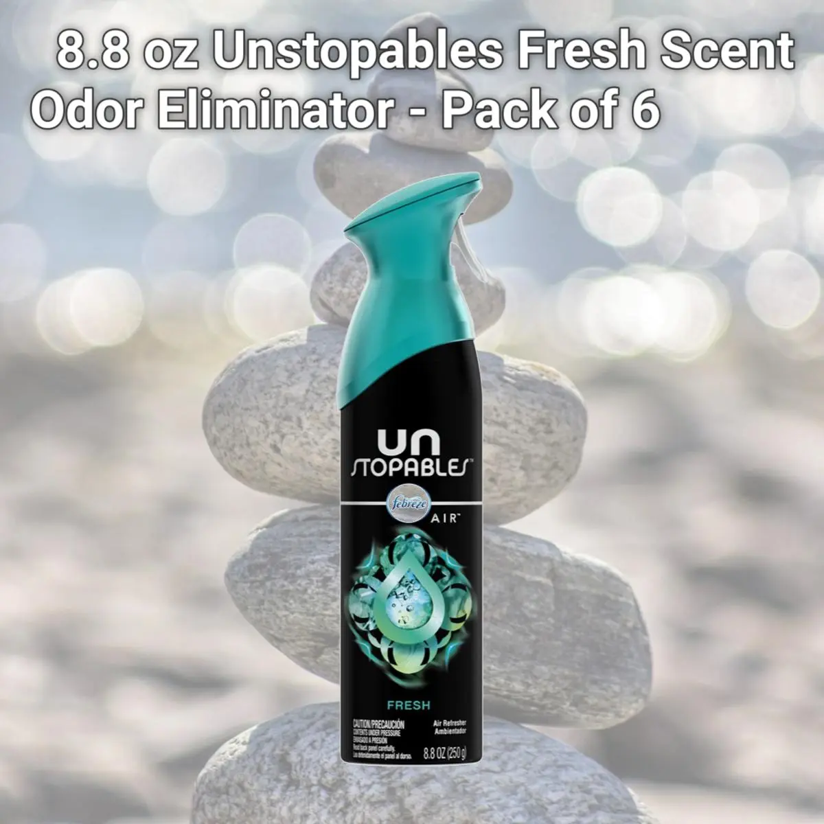 212 MAIN Febreze Unstopables Fresh Scent Room Deodorizer - 8.8 oz Odor Eliminator Aroma Freshener Container, Pack of 6 (Model 1005066), 8.8Oz