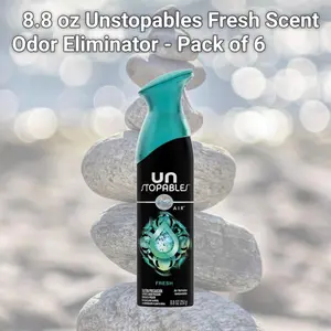 212 MAIN Febreze Unstopables Fresh Scent Room Deodorizer - 8.8 oz Odor Eliminator Aroma Freshener Container, Pack of 6 (Model 1005066), 8.8Oz