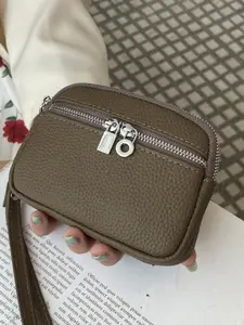 2026 New Leather Wallet for Women, Portable Cowhide Organizer Bag, Multi-Layer Zipper Small Pouch, Simple Handheld Purse, Wallet Coin Purse