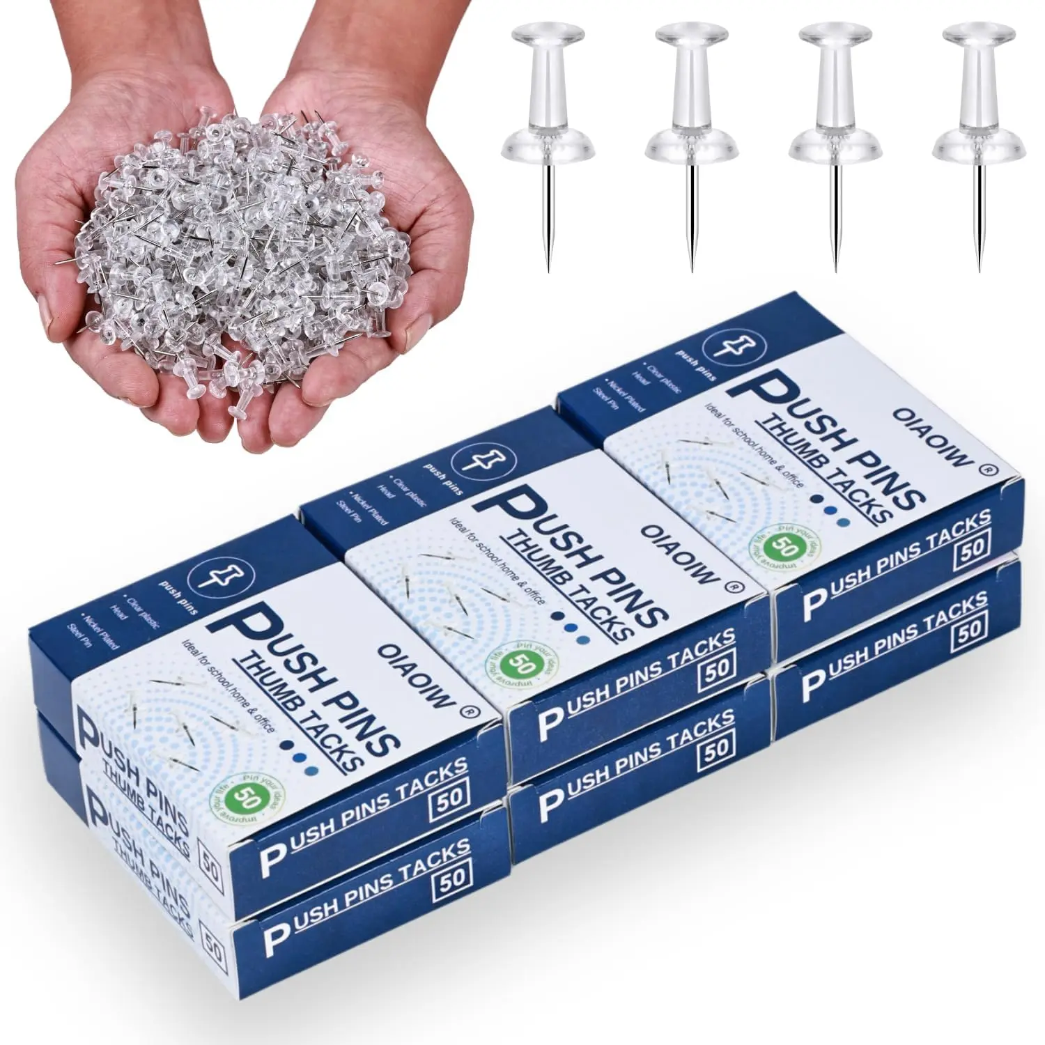 300pcs Clear Push pins for Bulletin Board Thumb Tacks for Walls pushpins