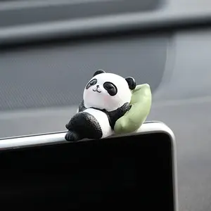Cute Sleeping Panda Resin Car Dashboard Decor, Panda Design with Leaves, Perfect for Car Interior Decoration, Car Desktop Decor