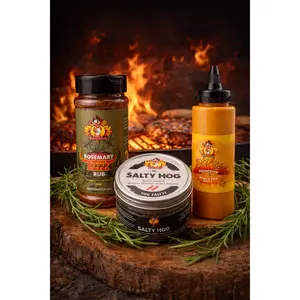 Boo's Burger Bundle - Rosemary Beef Rub, Salty Hog Salt, Stiky Seduction Aioli for Unforgettable Burgers