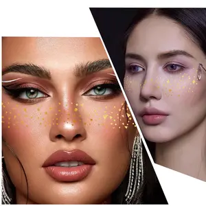 Gold Foil Freckle Stickers – European & American Face Tattoos, Waterproof Temporary Freckle Decals, Sunburn Look, Party & Festival Makeup Essential, Customizable & Long-Lasting