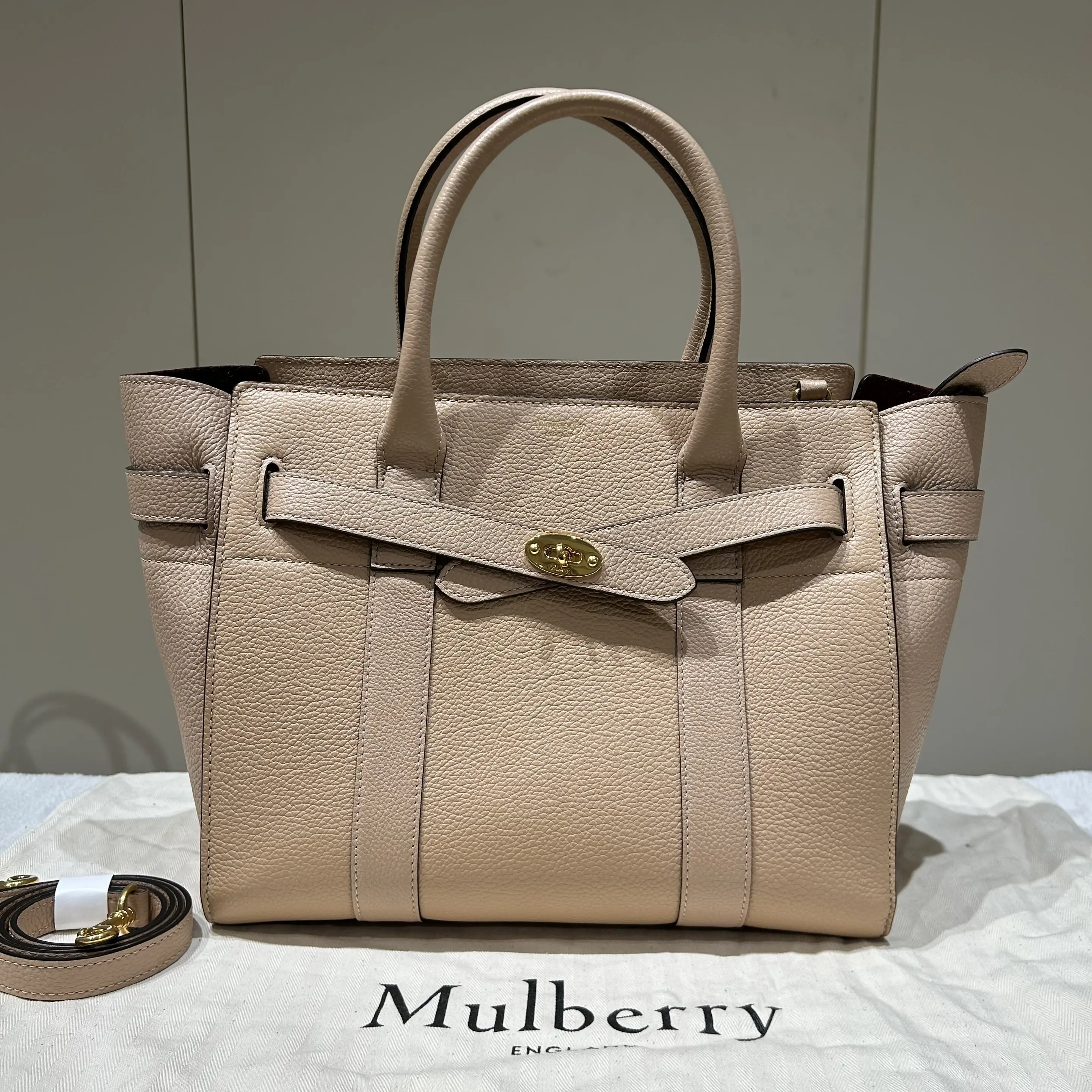 Pre-owned mulberry leather Shoulder Bags Micro Bayswater Bag in Camel/Taupe Grain Vegetable Tanned 99083733 SH