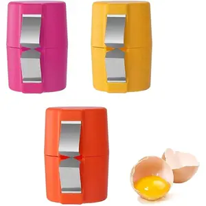 3-Piece Egg Shell Opener Set - Stainless Steel Egg Separator & Cracker Tool for Raw Eggs - Quick Cutting for Home Kitchen Use - 2025 Upgraded Design - Pink Yellow Orange Colors