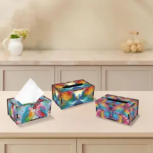 Butterfly & Flower Pattern Tissue Box, DIY Diamond Arts Colorful Painting Kit, Tissue Storage Box, Home Decoration, Tissue Holder