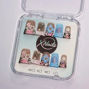 Xnails  10PCS Handmade Duck shape Press on nails, REUSABLE, Salon Quality, Glossy Design