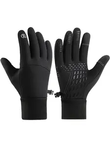 Autumn Winter Warm Fleece Thicken Cold-Resistant Fingerless Cotton Gloves, Unisex Motorcycle Riding Gloves, Casual Style, ATV Gloves