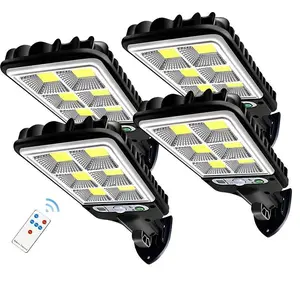 Modern Outdoor Solar Wall Light, 2/4 Counts LED Motion-Sensor Bright Flood Street Lamp with 3 Modes, Outdoor Safety Wall Light for Garden Patio Yard Deck Fence Garage, Solar Light