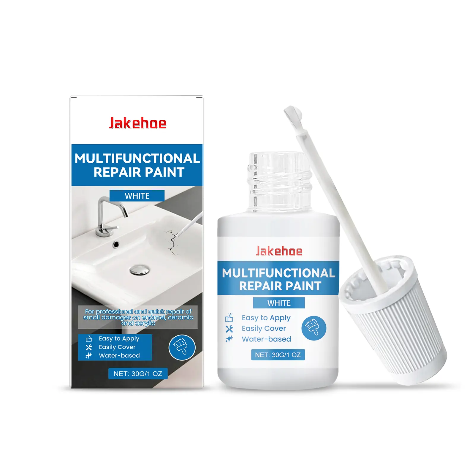 All-in-1 Repair Paint - Multi-Purpose Wall Touch-Up Paint, Water-Repellent Moisture-Proof Coating with Durable Finish for Indoor Bathroom, Laundry Room Use to Conceal Chips, Scuffs, Imperfections on Wood/Drywall, All-In-One Repair Paint