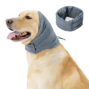 Dog Calming Head Cover, Anti-Shock and Thunderproof, Adjustable Velcro Neck Strap, High Stretch Soft Ear Muffs, Pet Stress Relief