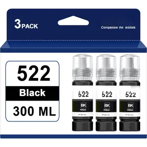 Black 522 Ink Refill Bottles Replacement for T522 Black Ink Work with Eco ET-2803, ET-2720, ET-2800, ET-4800,ET-2710, ET-4700 Printer, 3 Pack Black Bottled Ink