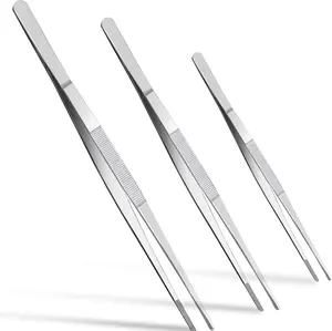 [New Deal] 3pcs Kitchen Food Tongs, Fine Tweezer Tongs Stainless Steel Long Tweezers Grill Tongs for Cooking Kitchen Premium Tweezers Tongs Japanese Style Multifunction Cooking Tongs Barbecue Tongs