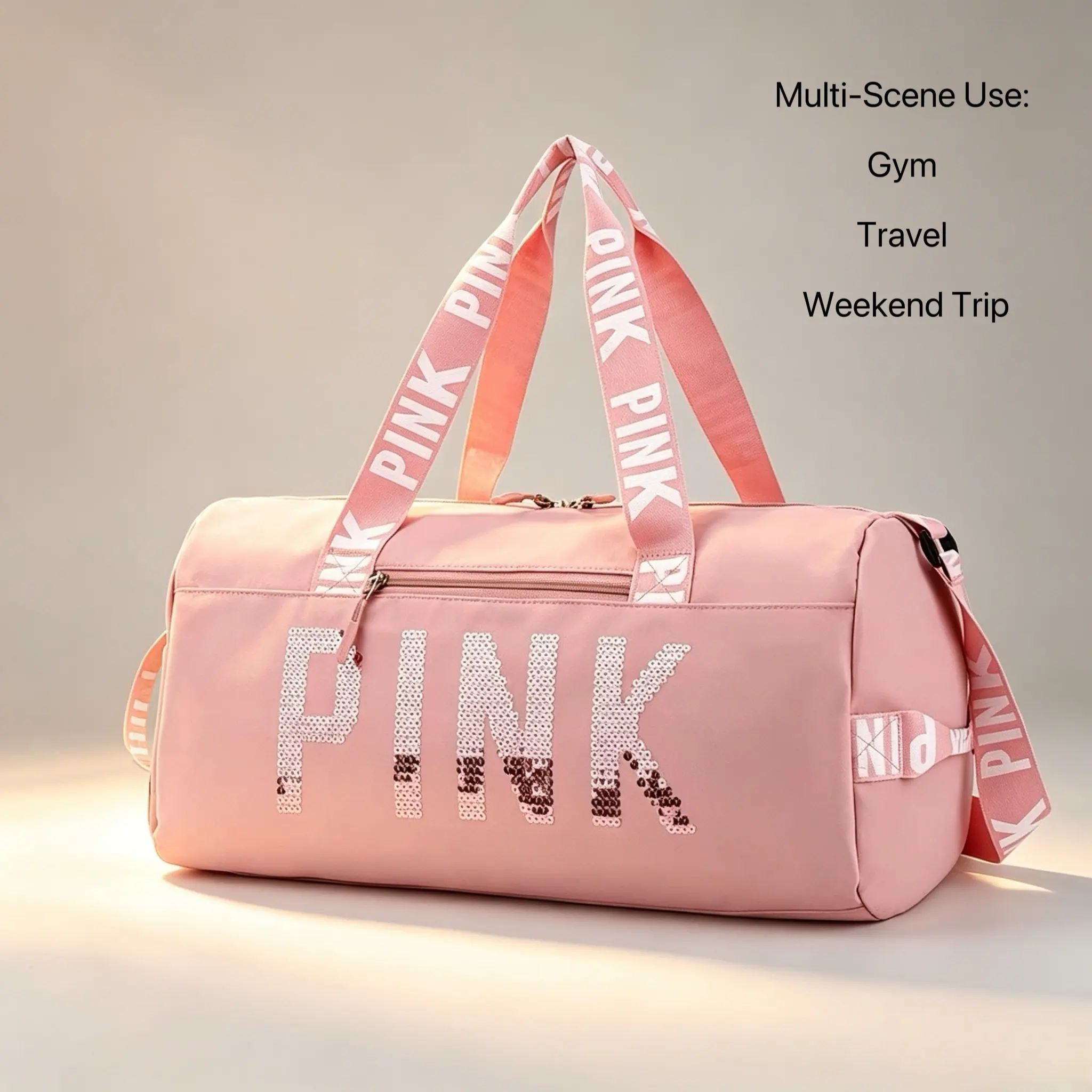 Unisex Large Capacity Casual Travel Duffle Bag, Sparkly Sequin Gym Yoga Sports Bag, Fixed Strap Single Shoulder Crossbody Overnight Bag, Family Essential Weekender Bag for Men Women