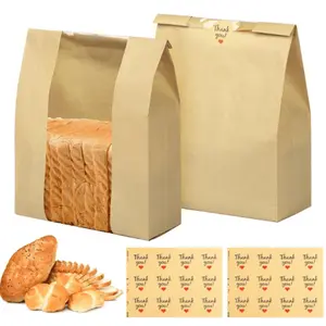 24 Pack Of Paper Bread Bags For Homemade Bread With Thank You Seal Stickers
