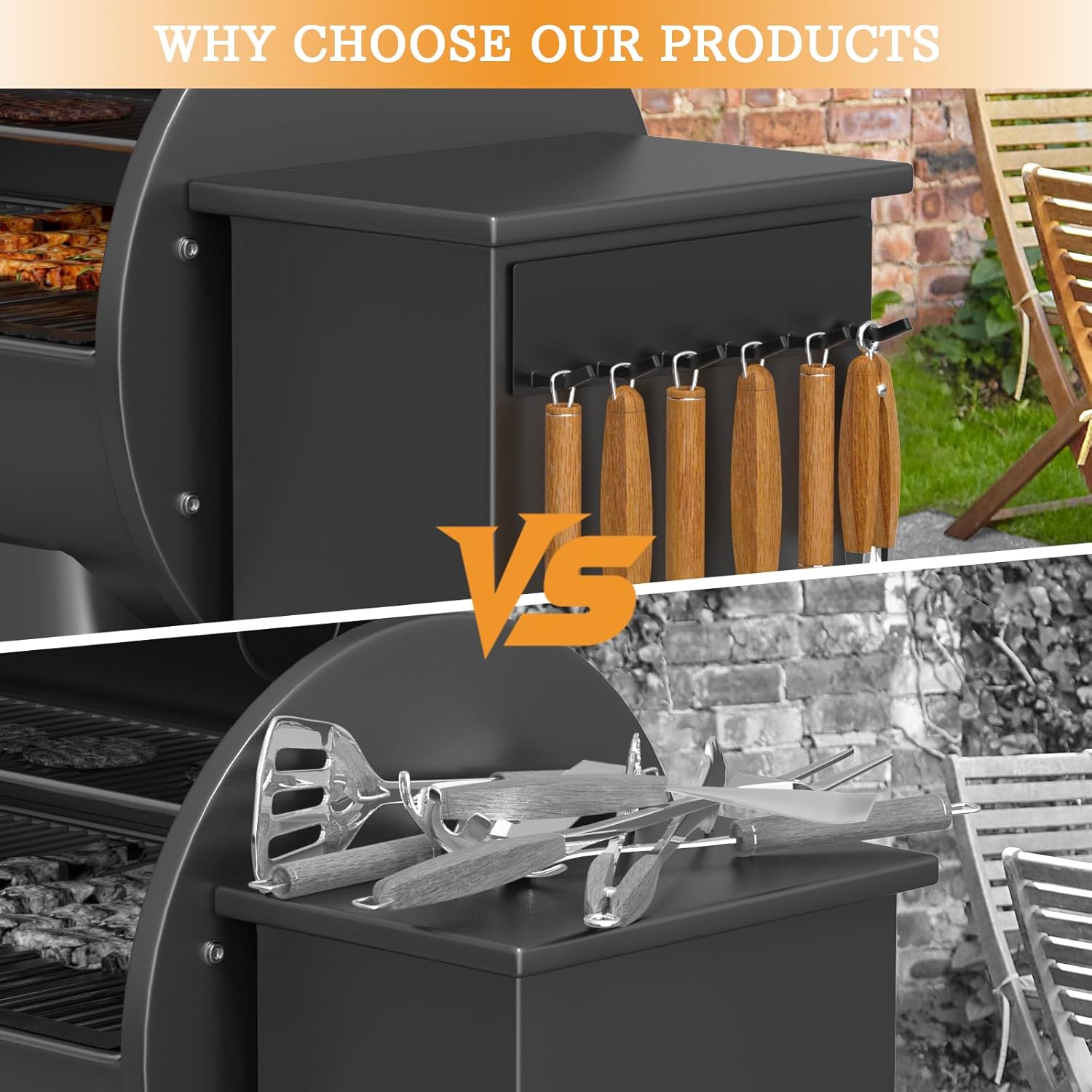 3 Pcs Magnetic Grill Hooks for Traeger Grills Rust Proof Outdoor Magnet Hooks for Pellet Smokers Hanging Barbecue Tools Kitchen Outdoor Use Easy Install Set of 3