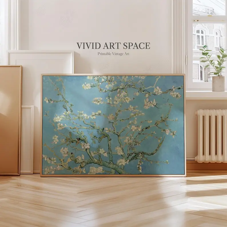 Vincent van Gogh Painting Print Almond Blossom - Canvas Print - Giclée Print - Large Wall Art Print - Impressionist Flower Art Poster, Border, Impressionism