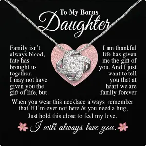 Bonus Daughter Gifts from Stepdad or Stepmom, Valentines Day Gifts For Stepdaughter, To My Bonus Daughter Necklace On Birthday, Graduation & More