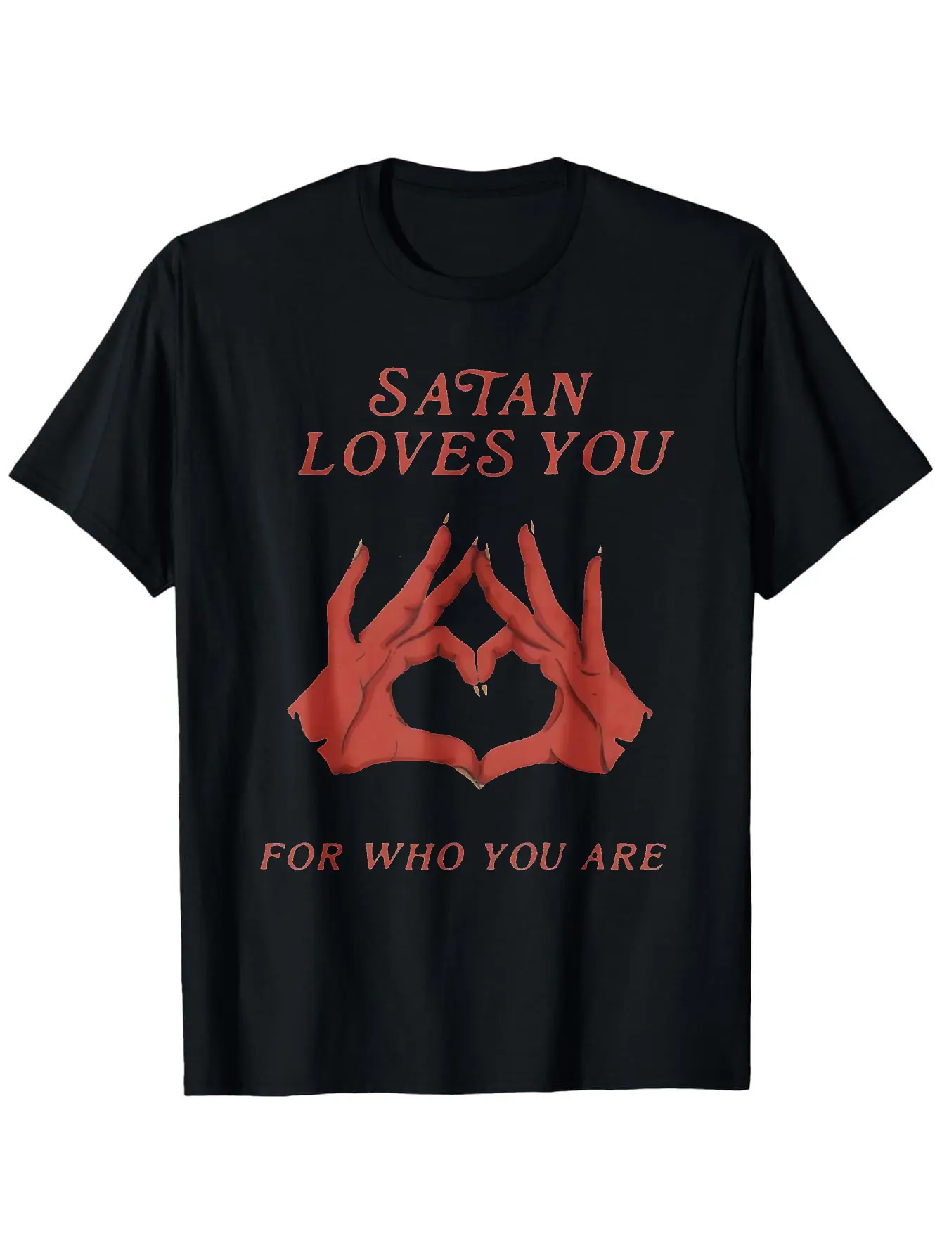 Men's T-Shirt Retro Edgy "Satan Loves You" Graphic Print Loose Fit Short Sleeved Top y2k Vintage Streetwear Christmas Thanksgiving Gift Cyber Monday - Distressed