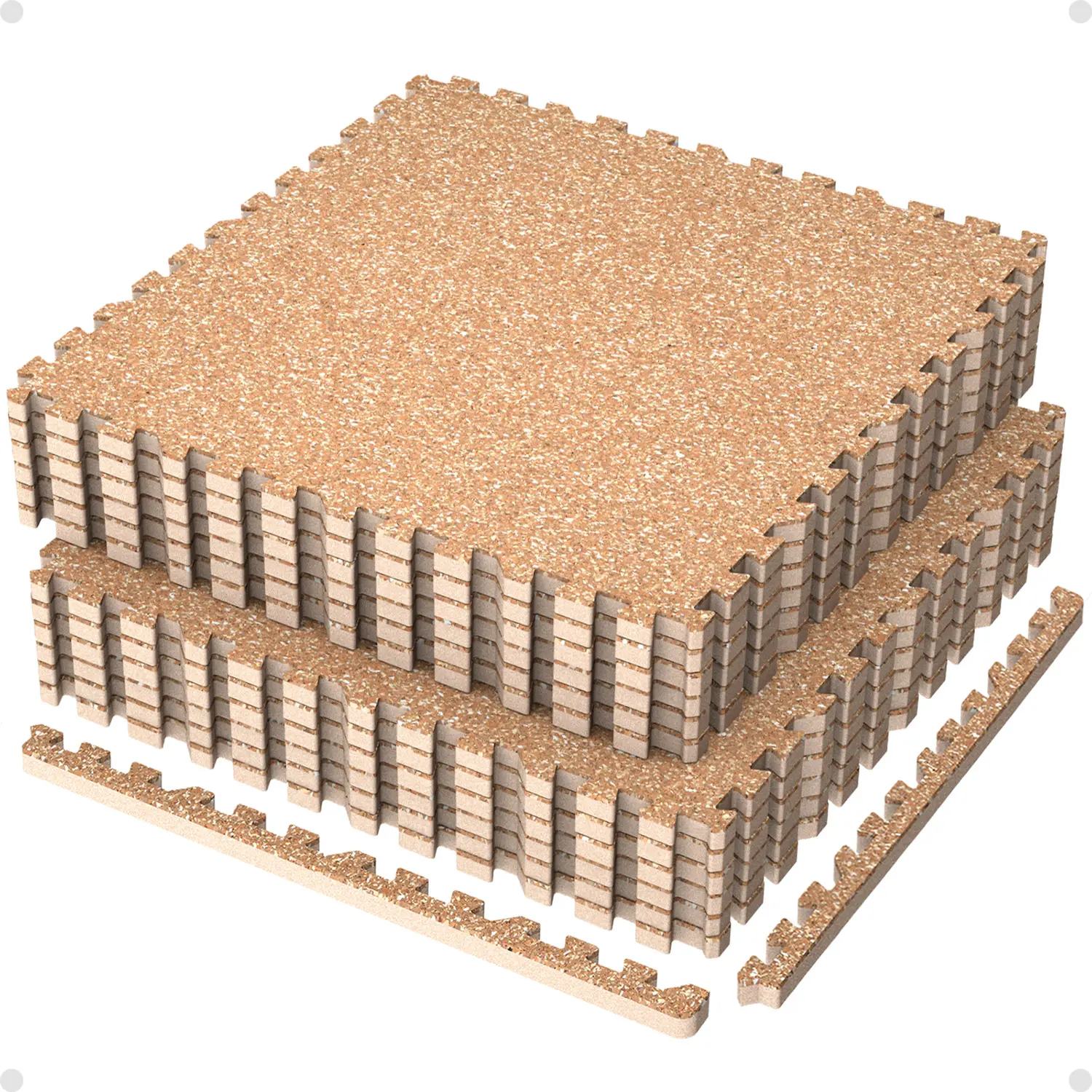 AIRHOP Rubber Top Gym Flooring, 12 Interlocking Wood Pattern Tiles for Home Gym, Heavy Duty Floor Protection for Treadmills & Cardio, 0.56" Thick, 48 sq ft, Workouts, Ethylene Vinyl Acetate, Indoor, Easy To Detach