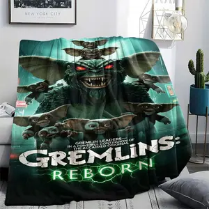 GREMLINS (21) Soft and Comfortable Flannel Blanket with Cartoon Design, Machine Washable Seasonal Throw for Home Living Room Napping Camping, Air Conditioner Blanket, Teen Room Holiday Decoration