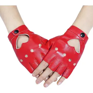 Punk Fingerless Dance Glove For Women, Jazz Style Glove, PU Leather
