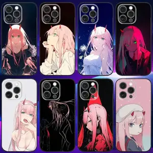 Cute Zero Two Anime Phone Case For IPhone 17,16,15,14,13,12,11,Pro,X,XS,Max,Plus,Soft Black Cover