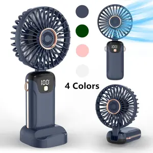 USB Rechargeable Handheld Portable Fan with Phone Holder for iPhone Android Mobile Phone, Cooling Fan with Digital Display, Portable Mini Fan, 90° Ajustable Handheld Fan for Outdoor Sports
