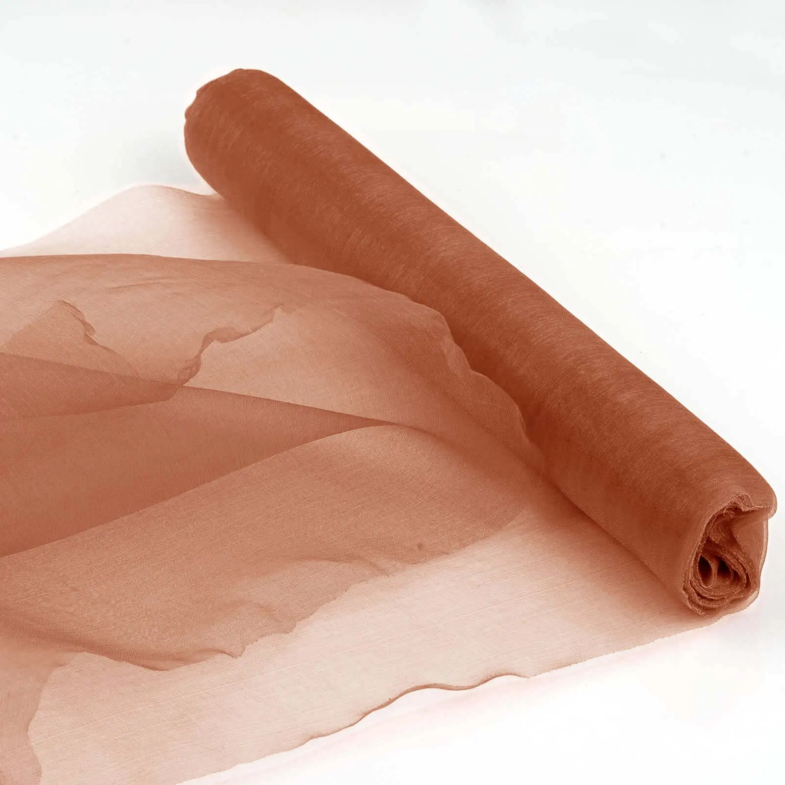 Terracotta (Rust) Sheer Chiffon Fabric Bolt - 12"x10yd DIY Voile Drapery Fabric for Backdrop, Decorations, Gowns, Wrapping, Aisle